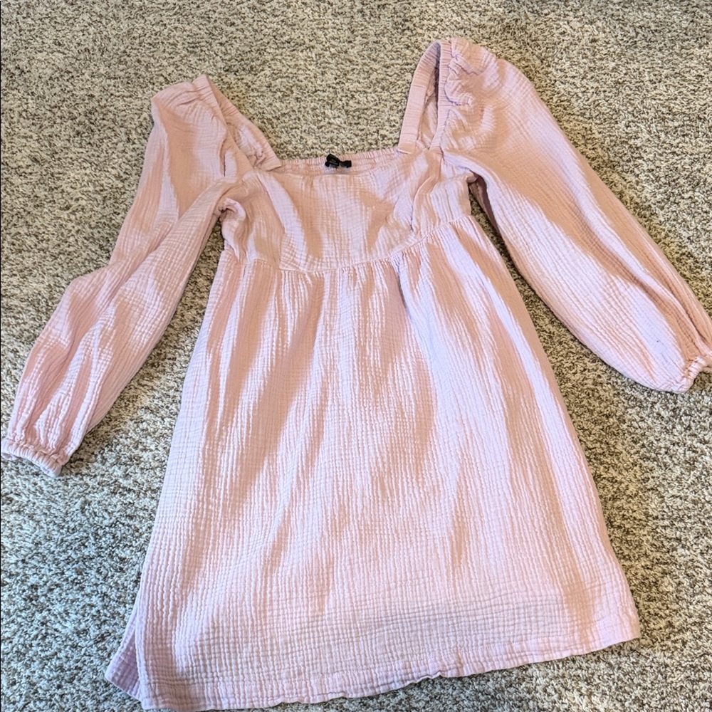 J. Crew Light Pink Textured Long Sleeve Mini Dress